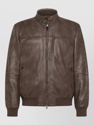 Peuterey leather high neck jacket