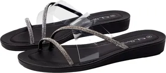 Chinese Laundry CL By Laundry Attuned Stone Flat Sandal Black / Vinyl ATTUNEDSTONE-VYL-001 Womens