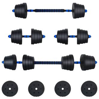 vidaXL Juego De Mancuernas 2 En 1 40kg Negro Y Azul Vidaxl