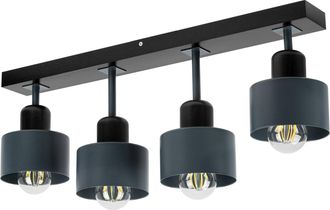 OEM L&aacute;mpara De Techo Negra De Madera Y Metal De Estilo Escandinavo, 4xe27, Iluminaci&oacute;n Led Moderna Para Sal&oacute;n, Cocina, Dormitorio, Habitaci&oacute;n Infantil, Lo