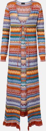 Etro Cardigan in cotone crochet a righe