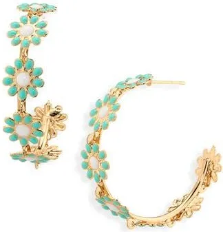Cara Flower Hoop Earrings in Blue/Multi at Nordstrom Rack