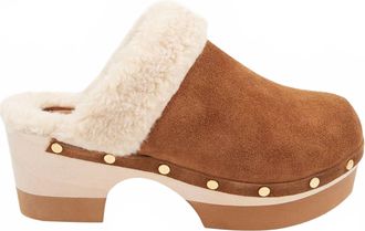 Andr&eacute; Assous Womens Olivia Faux Suede Clog In Cognac Natural