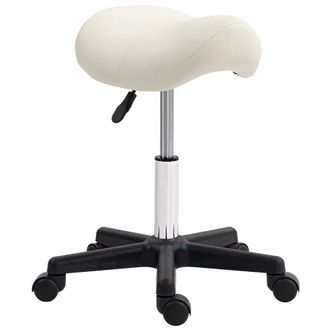 HOMCOM Saddle Stool Adjustable Rolling Salon Chair for Massage Spa Beauty White - White | TJ Hughes