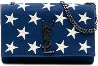Saint Laurent Pre-owned Cross Body Bags, female, Blue, Size: ONE SIZE Pre-owned Canvas Shoulder Bag