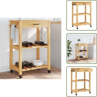 vidaXL The Living Store Carrello da Cucina MONZA 60x40x88,5 cm in Legno Massello di Pino - Carrello in legno
