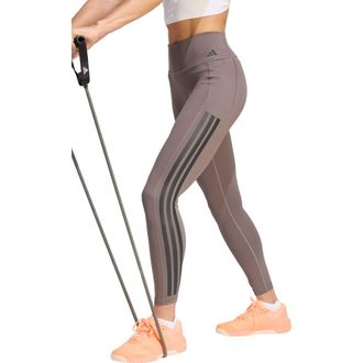 adidas Optime Workout 3-Stripes Climacool 7/8 Leggings in Charcoal at Nordstrom Rack, Size X-Large