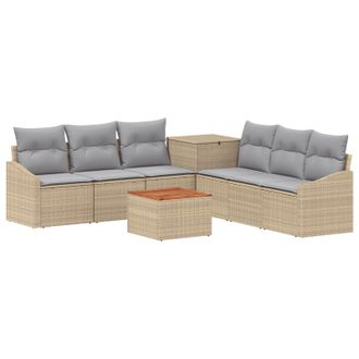 vidaXL Set Di Divani 8 Pz Beige E Grigio Chiaro Vidaxl