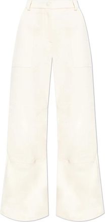 Moncler Wijde pijpen broek - Dames - Wijde Broeken - Beige - 2XS - Katoen - Broeken