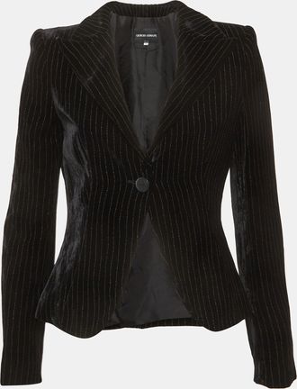 Giorgio Armani Black Striped Velvet Blazer