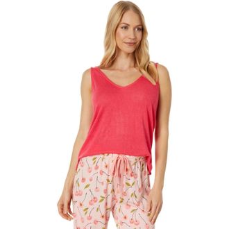 PJ Salvage P. J. Salvage Back To Basics Tank Top Women Cherry V Neck Sleepwear GBO3463