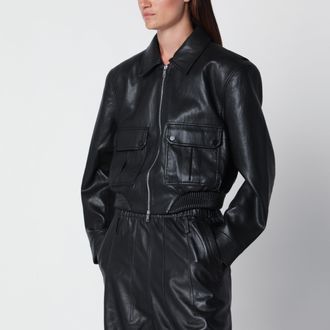 Frankie Shop Bomber cropped nero in eco pelle