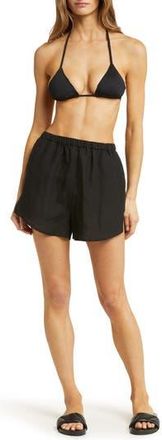 Vitamin A Tallows Linen Cover-Up Shorts in Eco Linen Black at Nordstrom Rack, Size X-Small