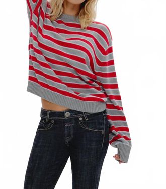 Frankies Bikinis Sloane Oversized Knit Sweater In Cloud Cover Stripe