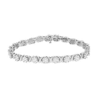 House of Brilliance 14K White Gold 4 7/8 cttw Diamond Cluster X-Link Bracelet (I-J, SI2-I1)