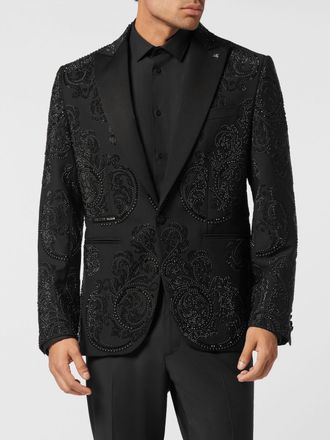 Philipp Plein Blazer monopetto in lana con ricamo di cristalli