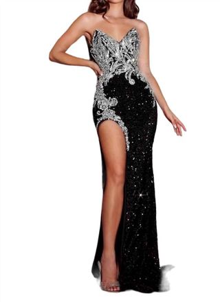 Portia & Scarlett Side Slit Maxi Dress In Black
