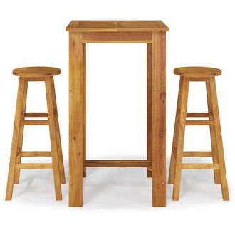 Berkfield Home 3 Piece Garden Bar Set Solid Wood Acacia in Brown
