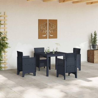 Berkfield Home Modern 5 Piece Garden Dining Set with Cushions Anthracite Poly Rattan