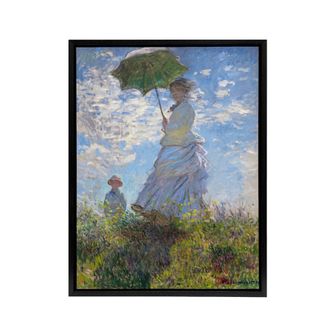 Artery8 Claude Monet Woman With A Parasol Framed Canvas Wall Art Print in Blue | Size: W24 x H32