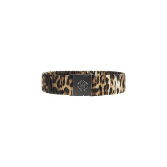 Roberto Cavalli Luipaardprint riem met monogram RC-gesp - Dames - Accessoires - Bruin - Maat: XS Leer