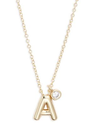 Chelsea28 Goldtone Initial Pendant Necklace in A- Clear- Gold at Nordstrom