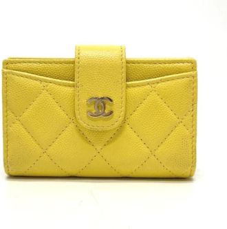 Chanel Tweedehands leren portemonnees - Dames - Vintage Accessoires - Geel - ONE Size - Leer - Vintage