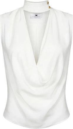 Elisabetta Franchi Top van viscose georgette - Dames - Tops zonder mouwen - Wit - M - Satijn - Tops