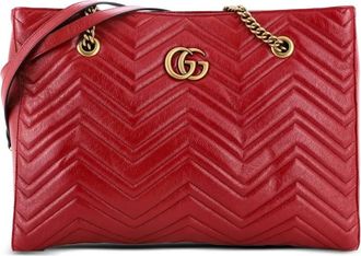 Gucci GG Marmont Zip Tote Matelasse Leather Medium shoulder bag - Rood