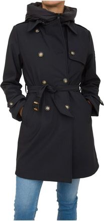 Dekker Stijlvolle Zwarte Parka Trenchjas - Dames - Trenchcoats - Zwart - XS - Jassen