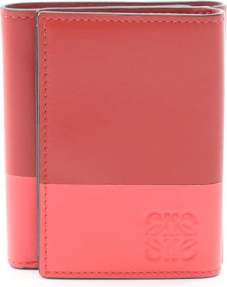 Loewe Pink Red Color Leather Long Wallet (Tri-Fold) (Pre-Owned)