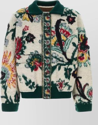 sacai embroidered wool cardigan
