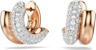 Swarovski Dextera Front/Back Hoop Earrings in Rose Gold/White at Nordstrom