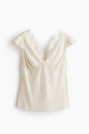 H&M Jacquard-weave Top in Cream at Nordstrom, Size X-Small