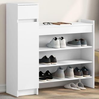 vidaXL Vidaxl - Mueble Zapatero Madera De Ingenier&iacute;a Blanco 100,5x28x100 Cm