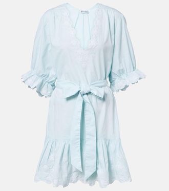 Juliet Dunn Embroidered cotton poplin minidress