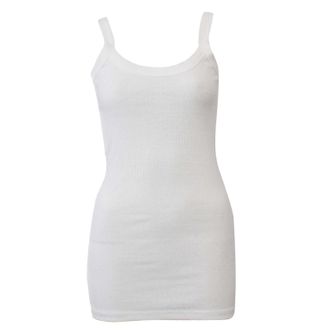 Generic Ladies Womens Plain Ribbed Stretchy Vest Top Strap Gym Cami Sizes 8-16 New (White, XL UK 14-16)
