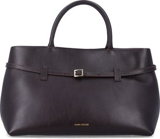 Manu Atelier Structured Calf Leather Handbag With Gold-Tone Logo