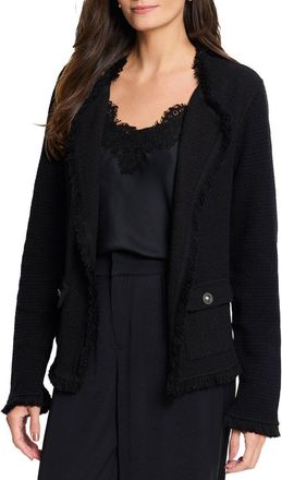 Nic+Zoe NIC+ZOE Fringe Mix Knit Pocket Jacket
