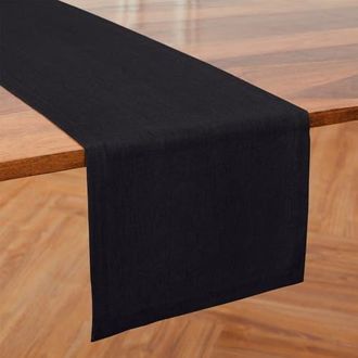 Solino Home Linen Table Runner for Dining Table, Holiday and Everyday Table Decor - Diana in Black at Nordstrom, Size Xx-Small