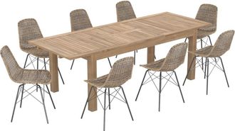 Rendez-Vous D&eacute;co Mesa y sillas de jard&iacute;n 8 personas de madera y resina trenzada