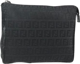 Fendi Pre-owned Clutches, female, Black, Size: ONE SIZE Pre-owned Zucchino Canvas Pouch