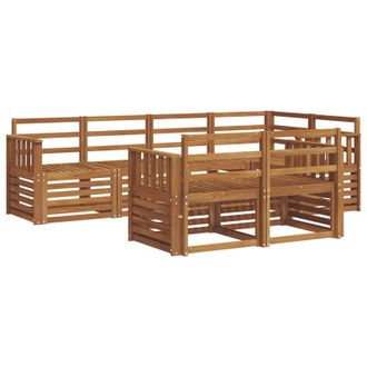 vidaXL Conjunto De Sof&aacute;s De Exterior 7 Pcs Natural Poli&eacute;ster Vidaxl