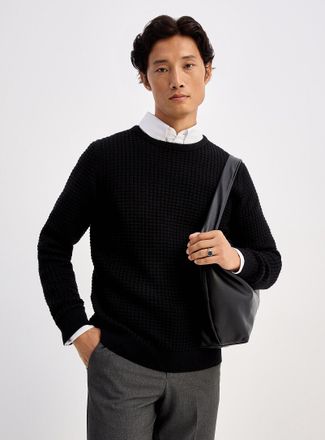 Lindbergh Mens Waffle knit sweater Relaxed fit