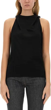 Courr&egrave;ges Black Solid Hood Top