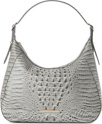 Brahmin Edie Croc Embossed Leather Shoulder Bag in Dove Alden Road at Nordstrom