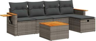 vidaXL Vidaxl - Set De Muebles De Jard&iacute;n 6 Pzas Y Cojines Rat&aacute;n Sint&eacute;tico Gris