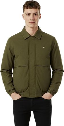 Jack Wills Harrington-jas voor heren van polykatoen (Kaki Groen)