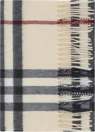Burberry Cashmere Sjaal met Giant Check Motief - Heren - Wintersjaals - Beige - ONE Size - Accessoires