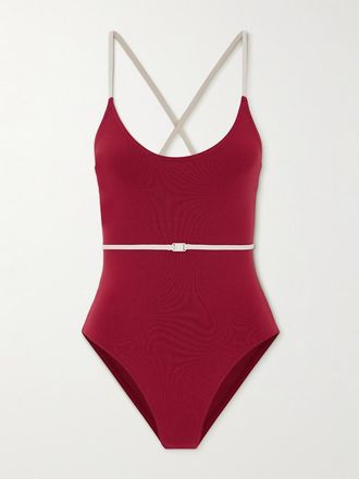 Eres Costume Da Bagno Bicolore Con Cintura Reinette Sharon - Rosso